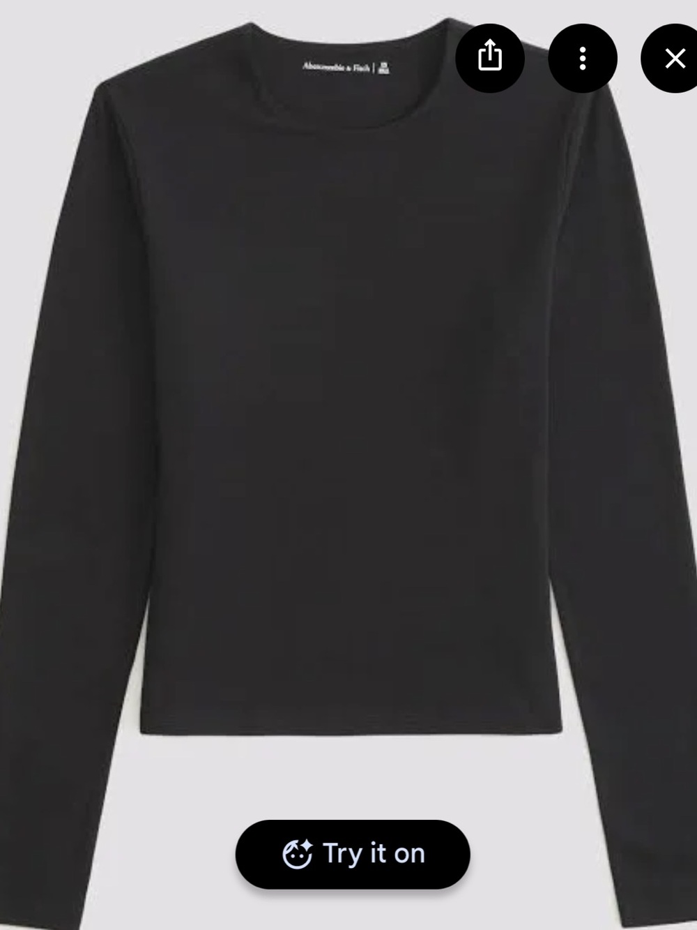Abercrombie & Fitch Black Long-Sleeve Ribbed Crew Tee